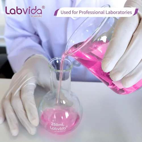 Vista 3 de 4pcs de frascos de ebullición de vidrio de fondo plano, Vol.8.5 fl oz, vidrio de borosilicato 3.3, LVD001