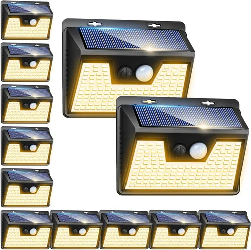 Vista 26 de Peasur Luces Solares para Exteriores con Sensor de Movimiento, 140 LED Luz Solar Alimentada por Energía Solar para Cerca Impermeable, 3 Modos