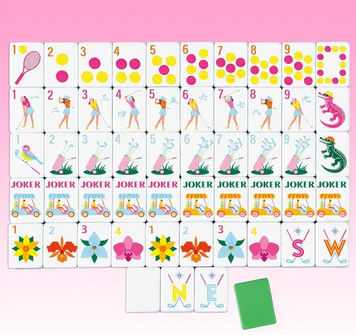 Vista 8 de Simgoing Juego de 160 piezas de azulejos de Mahjong americano, tema del océano azul 2026, juego de cartas Mahjong azul, regalo portátil para amantes