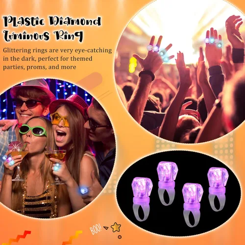 Vista 5 de Leyndo Anillos coloridos con luz LED, regalos de graduación de fin de año para estudiantes, anillos que brillan en la oscuridad, regalos de fiesta