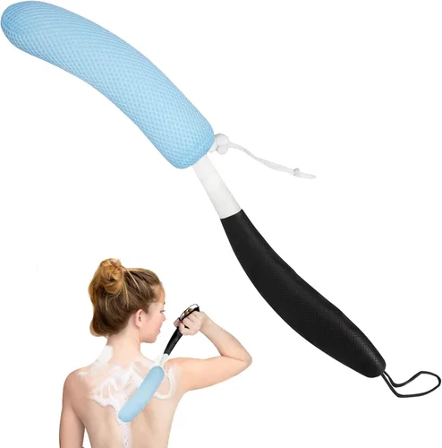 Vista 16 de Cepillo de ducha de mango largo de 15.35 pulgadas para el cuerpo, cepillo de espalda para ducha para hombres y mujeres, esponja de baño de mango
