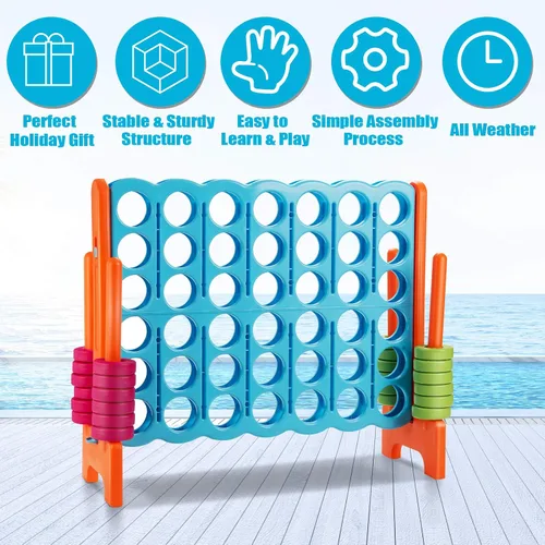 Vista 8 de Costzon Giant 4 en una fila, Juego de mesa Jumbo de 4 a puntuación para niños y adultos, juego de conexión de patio interior y exterior, 1.07 m