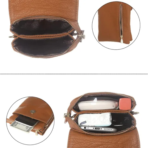 Vista 3 de MINICAT - Bolso cruzado para mujer pequeño bolsillos espaciosos para celular bolsa de mano para mujer