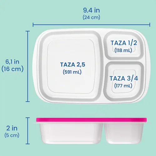 Vista 8 de Bentgo Easyboxes - Cajas de almuerzo apilables originales - Recipientes de comida reutilizables de 3 compartimentos para niños y adultos - Caja