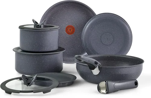 Vista 15 de T-fal Ingenio Essentials - Juego de utensilios de cocina con mango desmontable/extraíble de 11 piezas, granito titanio antiadherente, apto para Beige