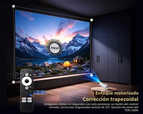 Vista 5 de [320ANSI/Google Store/Control de voz] Proyector inteligente con WiFi y Blanco