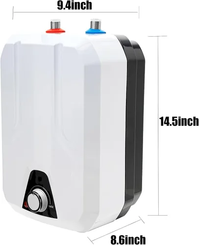 Vista 2 de Mini calentador de agua eléctrico de 1.5 KW 2.1 galones pequeño debajo del fregadero, calentador eléctrico de agua caliente para cocina y hogar
