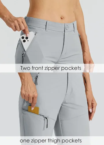 Vista 3 de Willit Pantalones cortos largos de senderismo para mujer de 10 pulgadas, de secado rápido, atléticos, de verano, con bolsillos