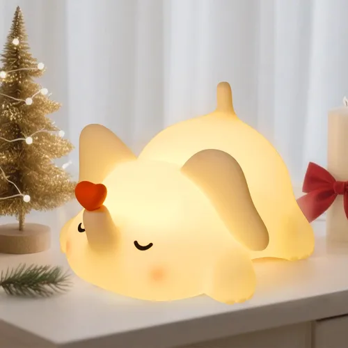 Vista 9 de Luz nocturna de oso para guardería, lámpara de noche de bebé recargable de silicona suave con atenuación de 3 niveles, control táctil, temporizador