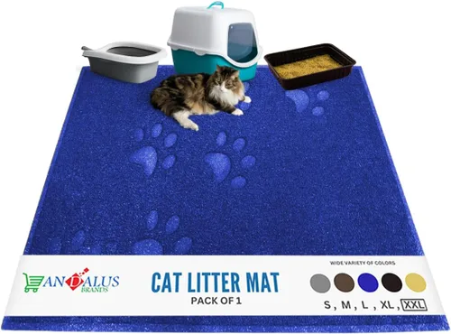 Vista 24 de Andalus Tapete Pequeño para Arena de Gatos, Paquete de 2 - Impermeable, Antideslizante y Fácil de Limpiar, Tapete para Caja de Arena de Gatos