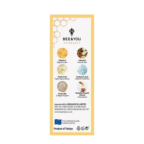 Vista 6 de Bee and You - Suero facial con vitamina C Hidratante antienvejecimiento, reduce la apariencia de manchas oscuras, iluminador de piel brillante