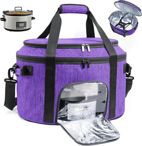 Vista 9 de Bolsa de transporte de doble capa para ollas de cocción lenta de 6-8 cuartos de galón CrockPot y Hamilton Beach Slowcooker, bolsa de viaje con Negro