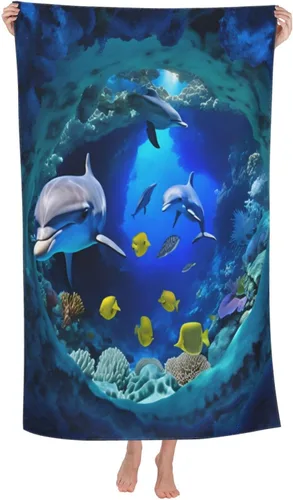 Vista 10 de Dujiea Toalla de playa de microfibra, toallas de baño grandes con diseño floral de caballo 3D para mujeres y hombres, toallas de baño de secado