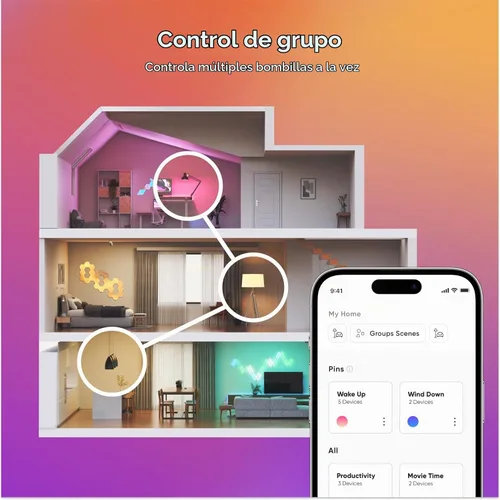 Vista 7 de Nanoleaf Essentials Bombillas inteligentes, bombillas LED inteligentes Matter funcionan con Alexa y Google Home, bombilla de cambio de color RGBTW