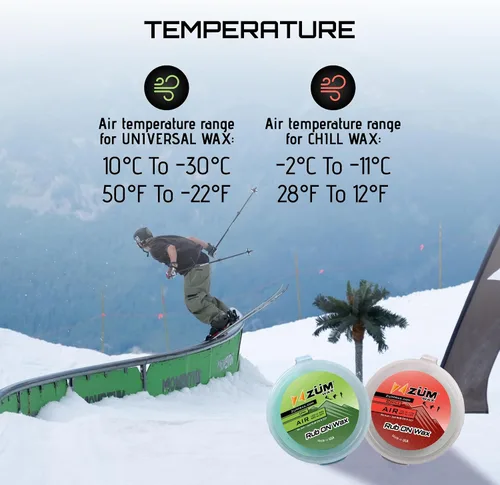 Vista 9 de ZUMWax RUB ON Wax Ski/Snowboard/Nordic Sample Pack - Universal & CHILL - 0.71 oz cada uno, fácil aplicador de corcho, de larga duración, aroma a