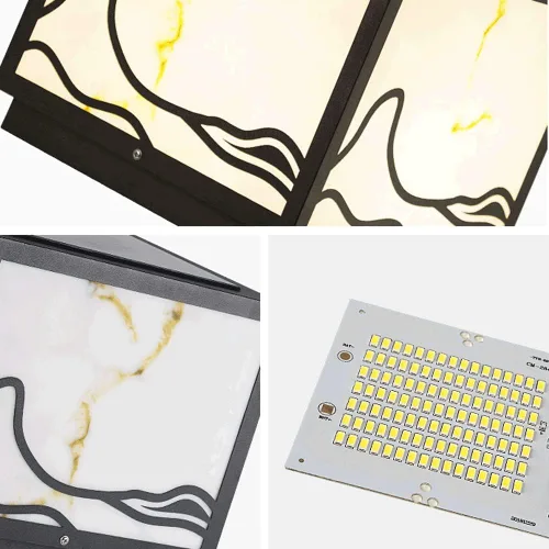 Vista 7 de Luces de poste al aire libre, luz solar de pilar cuadrada de acero inoxidable imitación mármol sombra lámpara de pilar al aire libre impermeable luz