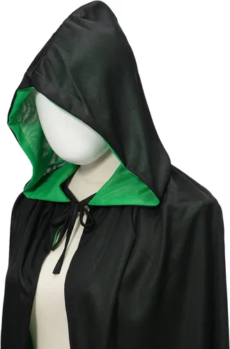 Vista 9 de Capa reversible para mujer, capa de cuello alto, capa negra y roja con capucha, capa morada, disfraz de Navidad de Halloween