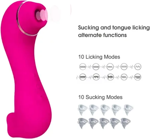 Vista 4 de Estimulador de clítoris de pulso de aire y vibrador para lamer la lengua, lamer el clítoris, succión de clítoris, tecnología de onda de presión