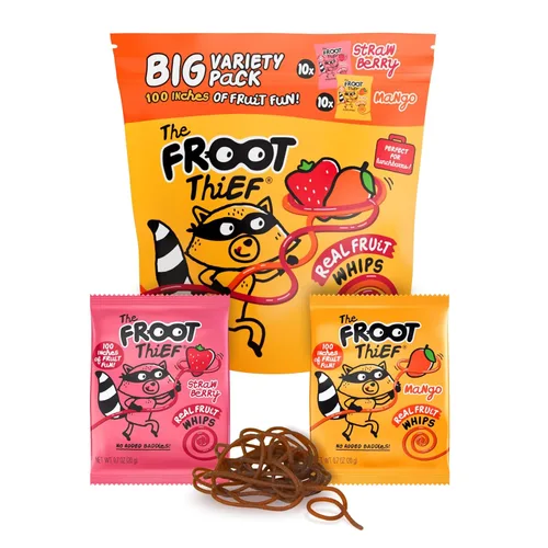 Vista 15 de THE FROOT Thief Golosinas de fruta real, sin frutos secos, perfectas para almuerzos escolares, bolsas individuales para niños, manzana, paquete de 5