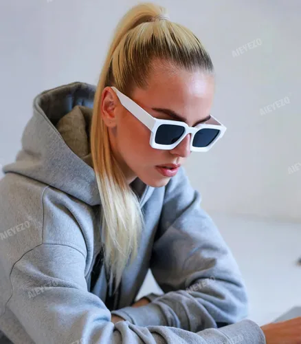 Vista 188 de AIEYEZO Gafas de sol cuadradas para mujeres y hombres, gafas de sol cuadradas con montura gruesa, estilo de diseñador simple