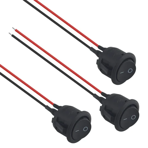 Vista 2 de 20 interruptores basculantes redondos de encendido y apagado de 2 pines SPST para barco, AC 6A/125V 10A/250V con cable pre-soldado para automóvil