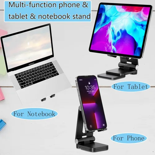 Vista 12 de Fanlory Soporte plegable para teléfono celular, soporte para laptop, altura y ángulo ajustables, soporte plegable para teléfono celular