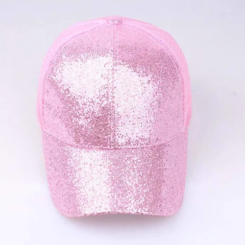 Vista 2 de niuwa Gorra de béisbol de lentejuelas para mujer gorra de camionero de malla con purpurina ajustable y brillante para correr monopatín sombreros