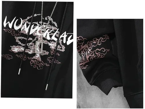 Vista 4 de Y2K - Sudadera con capucha de anime estético Sakura, estampado japonés Harajuku, de gran tamaño, con cremallera, sudadera con capucha, ropa Alt Emo