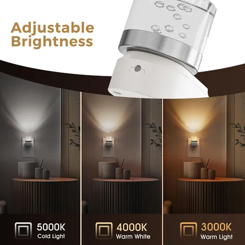 Vista 5 de L LOHAS LED Luces nocturnas enchufables a la pared, paquete de 2 unidades de 3000 K/4000 k/5000 K de temperatura de color ajustable, luz nocturna