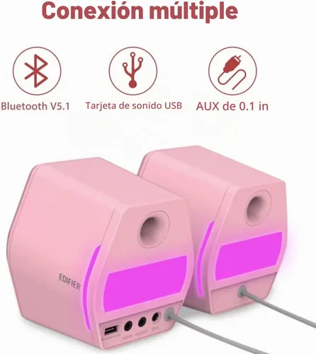 Vista 6 de Edifier G2000 32W Altavoces de PC para Computadora de 32W para Gaming en Escritorio PC Laptop Mac Computadora Woofer Altavoces Bluetooth USB Rosa