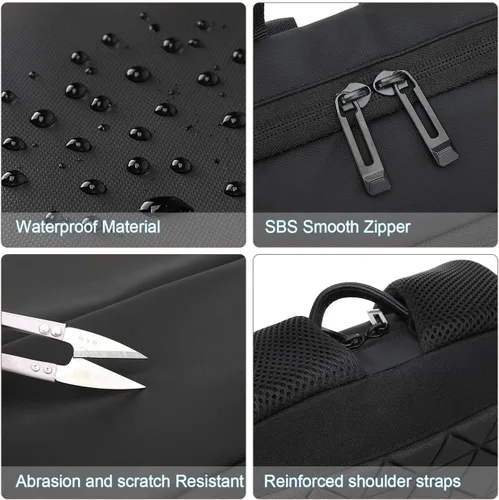 Vista 6 de AUGUR Mochila delgada de negocios para hombres y mujeres de 15.6 pulgadas, resistente al agua, mochila para laptop con cargador USB, mochilas