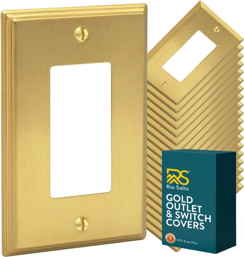 Vista 37 de Rio Salto BRASS Deco Collection - Placa de pared ciega de metal dorado de tamaño estándar, cubierta de salida resistente a la corrosión