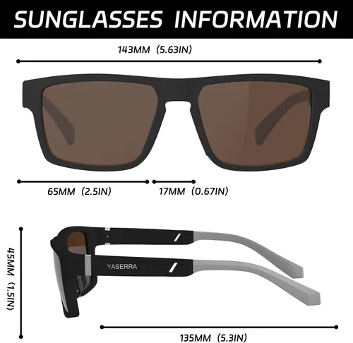 Vista 3 de Yaserra TAC - Lentes de sol cuadrados polarizados para hombres y mujeres, ligeros TR90, marco de color, lentes de moda, bloqueo UV