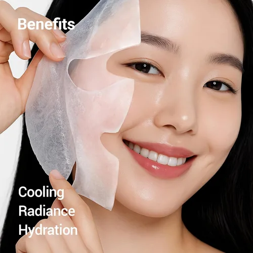 Vista 3 de Máscara fresca y húmeda, mascarilla facial durante la noche para un cuidado refrescante. Probado para reducir y calmar la piel sobrecalentada