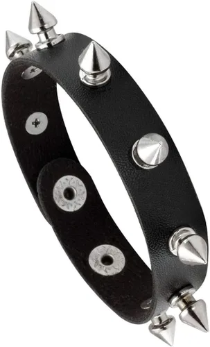 Vista 5 de Eigso 3 pulseras punk de cuero para hombres y mujeres de Rock Rivet Wrap Retro Spike pulsera ajustable