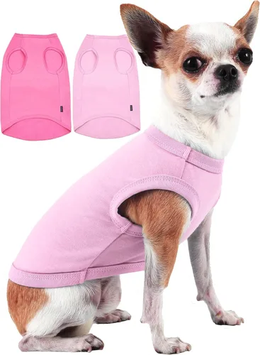 Vista 28 de Camisas Lisas para Perros, Ropa Sólida para Perros, Camiseta Ligera Elástica, Sin Mangas Blanca para Cachorros Chihuahua Gatos Disfraces Pequeños