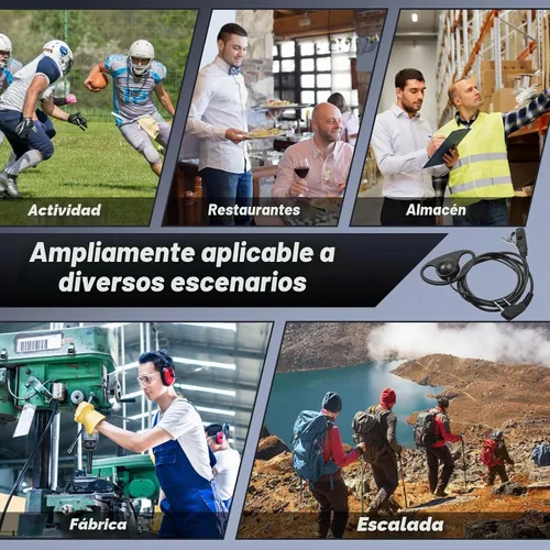 Vista 6 de Macarrie - Auriculares de radio Walkie Talkie con micrófono (6 unidades)
