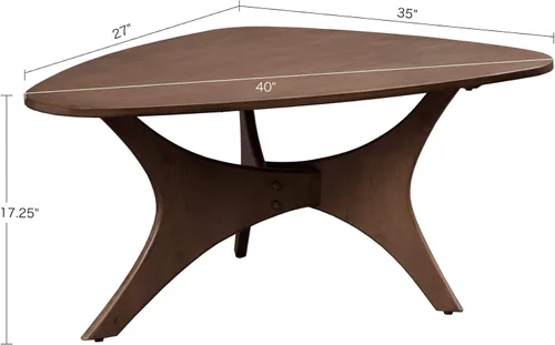 Vista 3 de INK+IVY Blaze Mesa de Centro de Madera Triangular Madera Contrachapada con Patas de Chapa de Madera, Moderna de Mediados de Siglo, Fácil Montaje