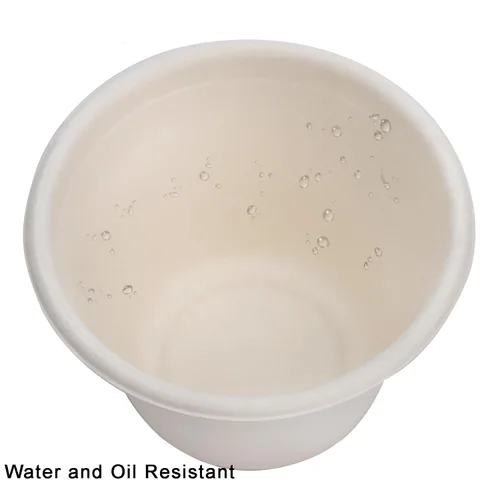 Vista 4 de SOUJOY Paquete de 100 vasos desechables con tapas, taza de helado compostable de bagazo de 4.5 onzas, recipiente pequeño de muestra de condimentos