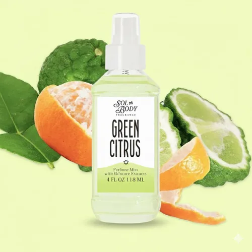 Vista 4 de Solnbody - Perfume de perfume Green CITRUS para el cuerpo y el cabello Mezcla increíblemente edificante de bergamota, pomelo, clementina