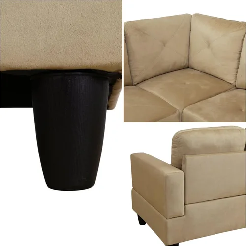 Vista 5 de Sofás en forma de L para sala de estar, muebles de sofá seccional para sala de estar con otomana de almacenamiento, sofá seccional modular con Beige