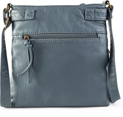 Vista 6 de Montana West Bolso cruzado para mujer, de piel lavada suave, con múltiples bolsillos