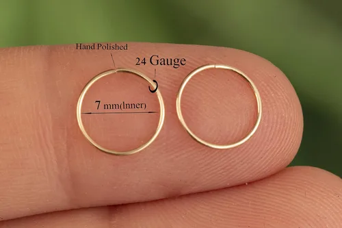 Vista 140 de Aretes de aro de oro de plata – Aretes de aro para mujer, dos piezas de aros de plata fina rellenos de oro, aro de hélice, anillo de tragus, aro