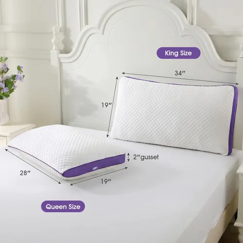 Vista 8 de BPC Almohada de espuma viscoelástica triturada tamaño Queen, almohada de cama refrescante para dormir, soporte firme y suave ajustable para personas