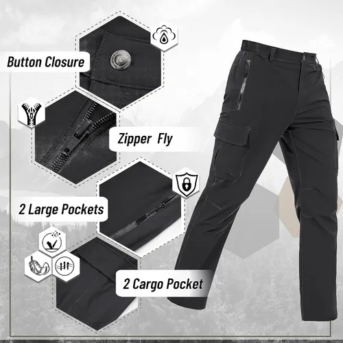 Vista 4 de TACVASEN Pantalones de trabajo para hombre, resistentes al agua, antidesgarros, de secado rápido, para senderismo, viajes, exteriores, con 5