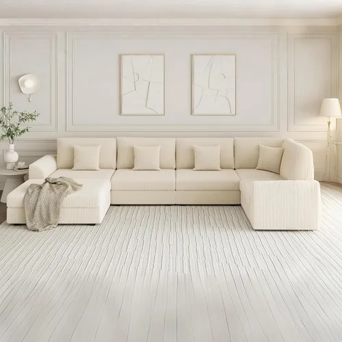 Vista 8 de Sofá modular seccional, sofá en forma de U de 6 piezas con otomana de almacenamiento Oversized Deep Seating, Converts to Sofa Bed, Solid Wood
