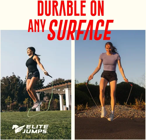 Vista 5 de Elite Jumps Fit - Cuerda de salto de PVC de alta calidad de 0.157 in - Ejercicio en interiores y exteriores - Cables ajustables, ejercicio aeróbico