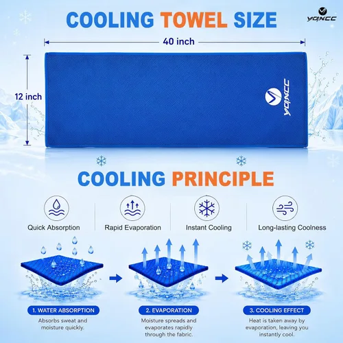 Vista 7 de YQXCC Paquete de 4 toallas refrescantes, 40 x 12 pulgadas, toalla de cuello frío hielo, microfibra suave y transpirable para gimnasio, yoga, golf