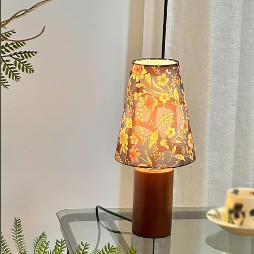 Vista 6 de Lamp for Desk Romantic Atmosphere Table Lamp Solid Wood Retro Floral Table Lamp Bedroom Fabric Table Lamp Desk Lamps for Home Office
