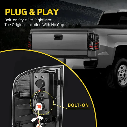 Vista 6 de DWVO Conjunto de luz trasera LED compatible con Chevy 2008-2013 Silverado 1500, 2008-2014 Silverado 2500 y 3500, 2007 New Body Style, 12-14 GMC